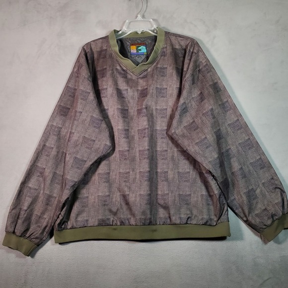 Forrester's Other - VTG Forresters Outerwear Windbreaker Mens XL Brown Check Pullover Golf Active